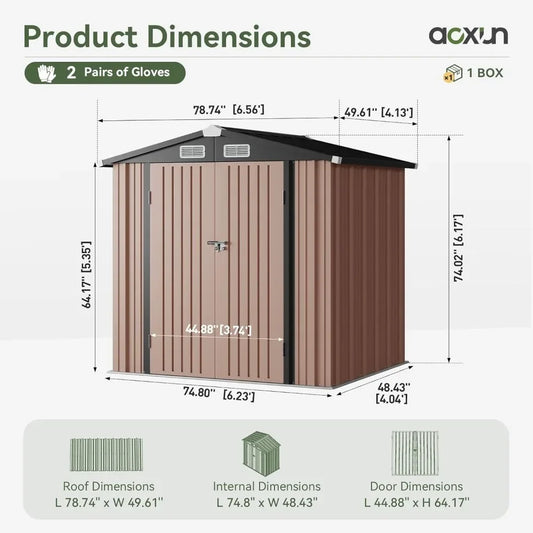 6.2x4 FT Outdoor Storage Shed Metal