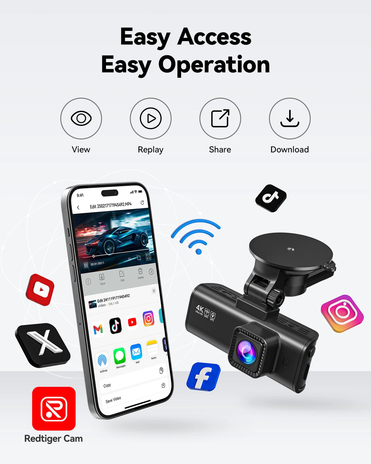 4K+1080P Dash Cam