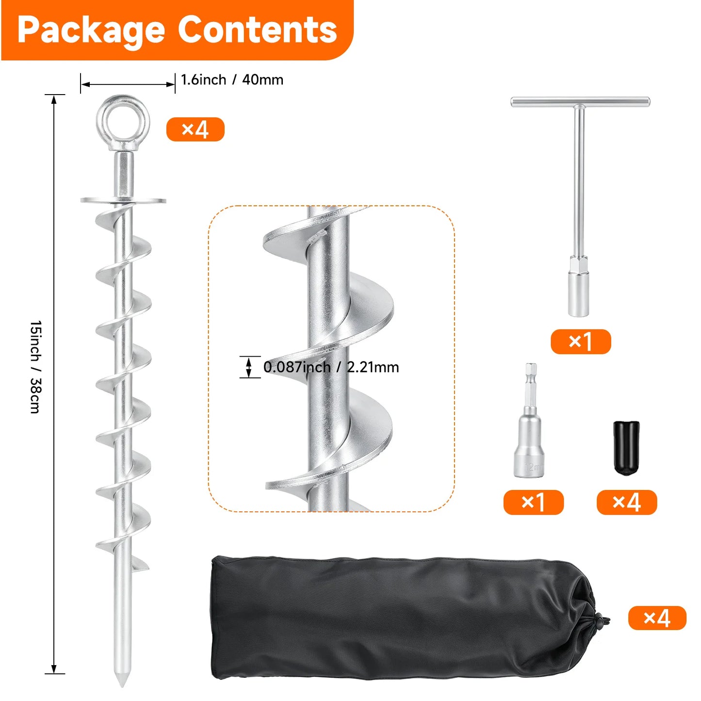 15-Inch Heavy-Duty Anchor  For Tent