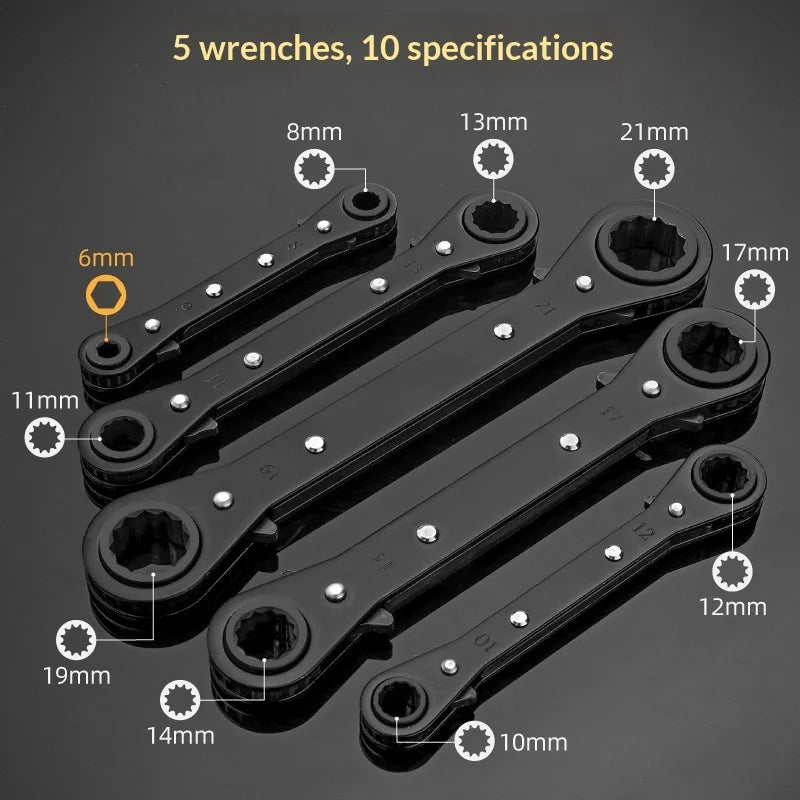 5-piece Double-ended Ratchet Wrench Set