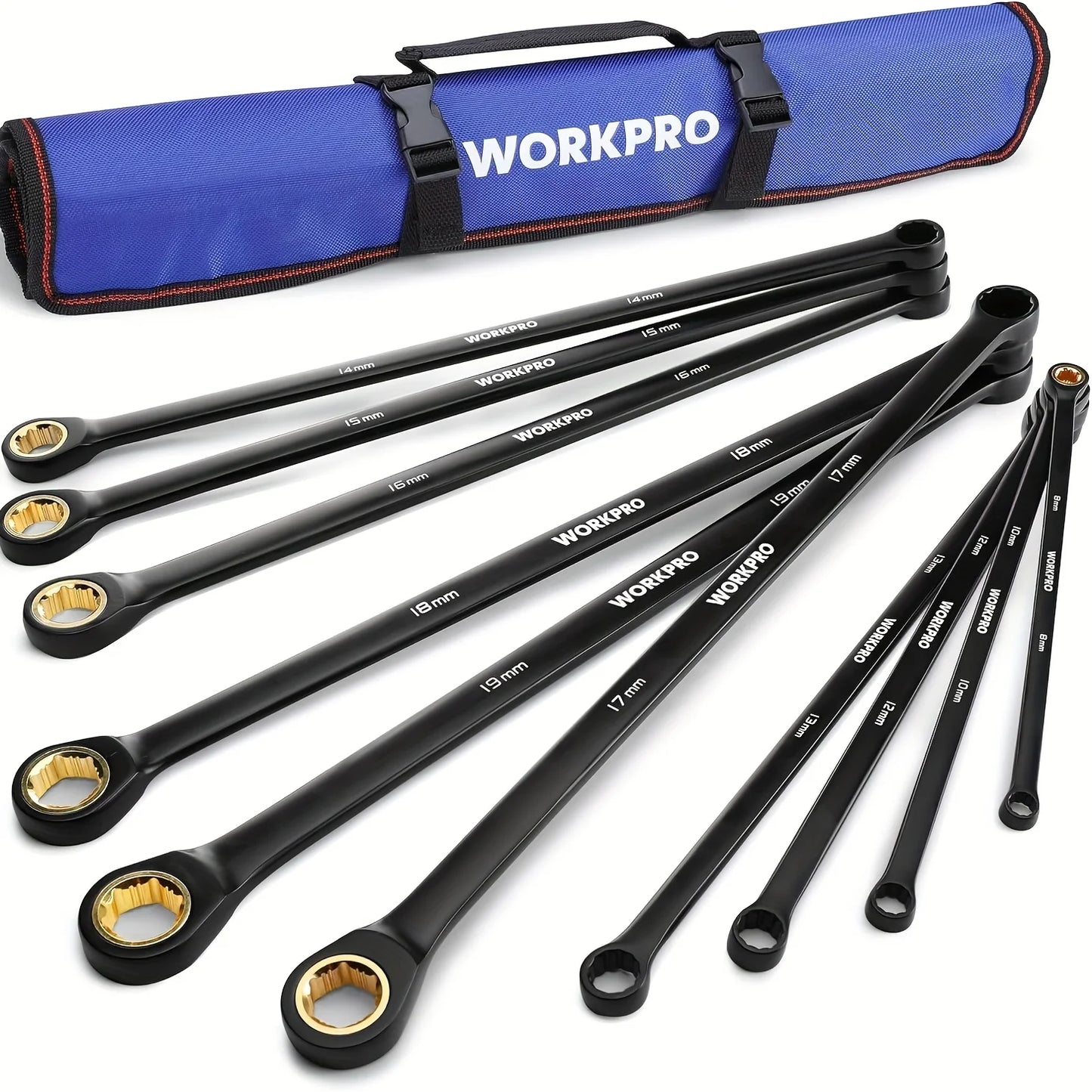 Extra Long Ratcheting Wrench Set, 10pcs Metric
