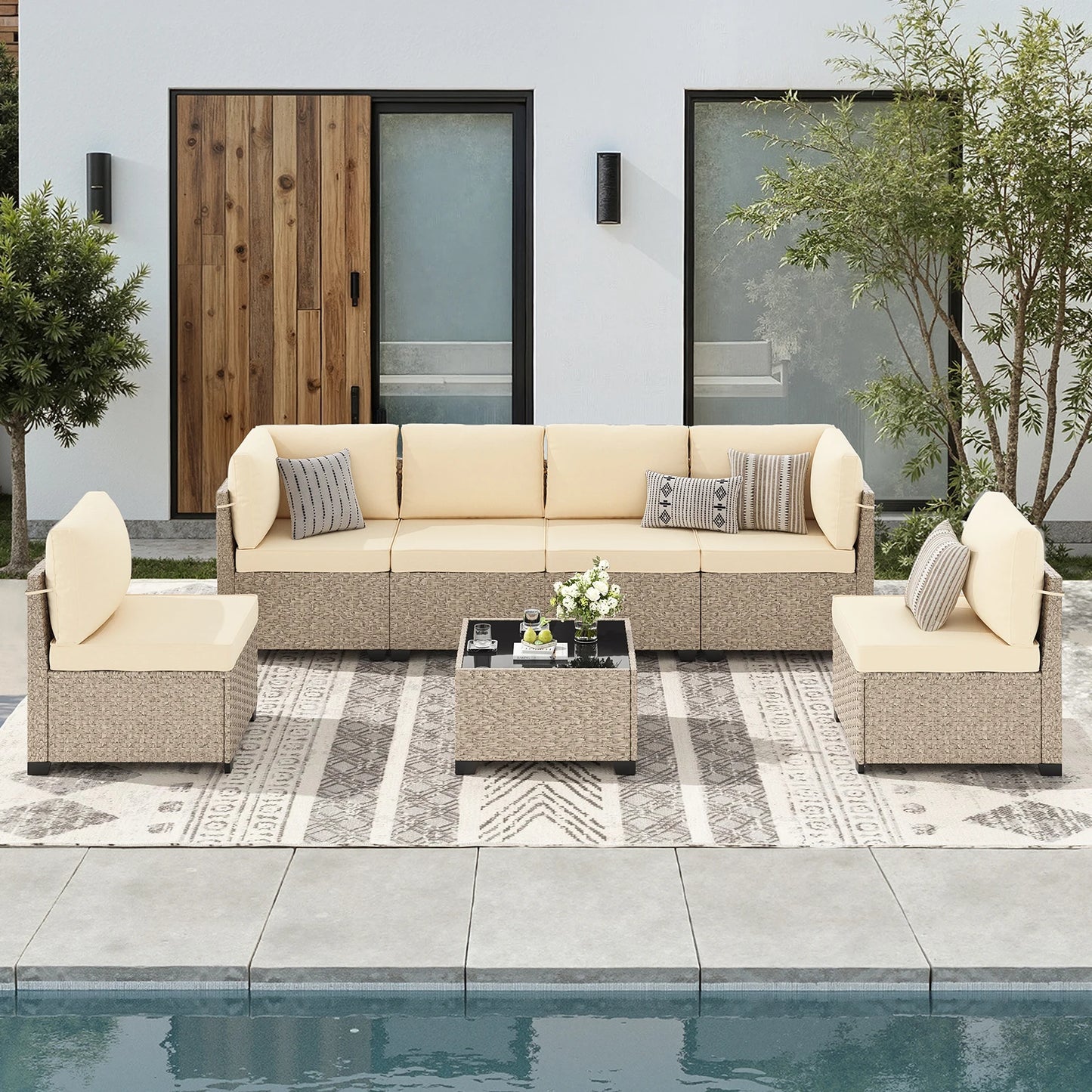 7-Piece Patio Furniture Set, Outdoor Rattan