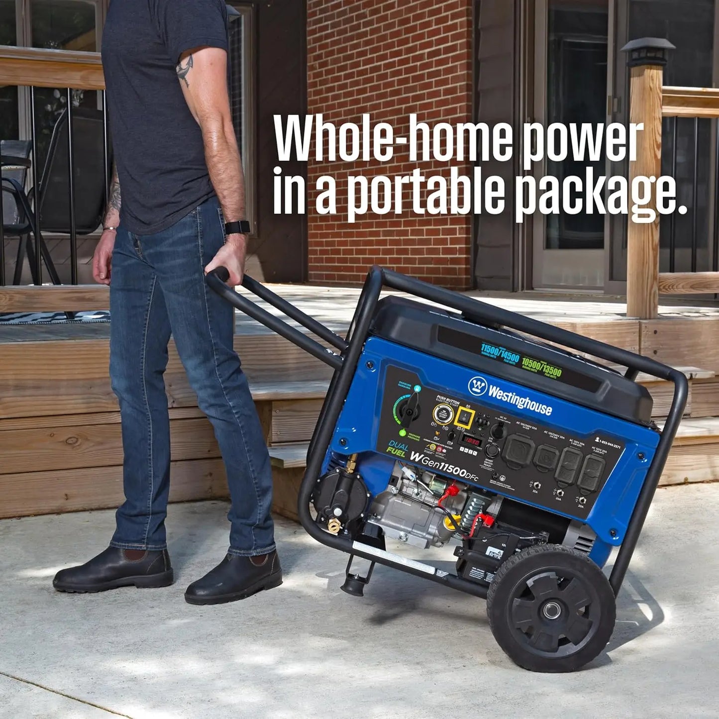 Dual Fuel Portable Generator, 14500 Peak Watts,