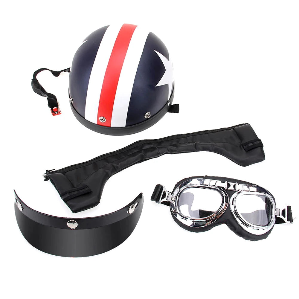 Half Open Face  Helmet with Goggles