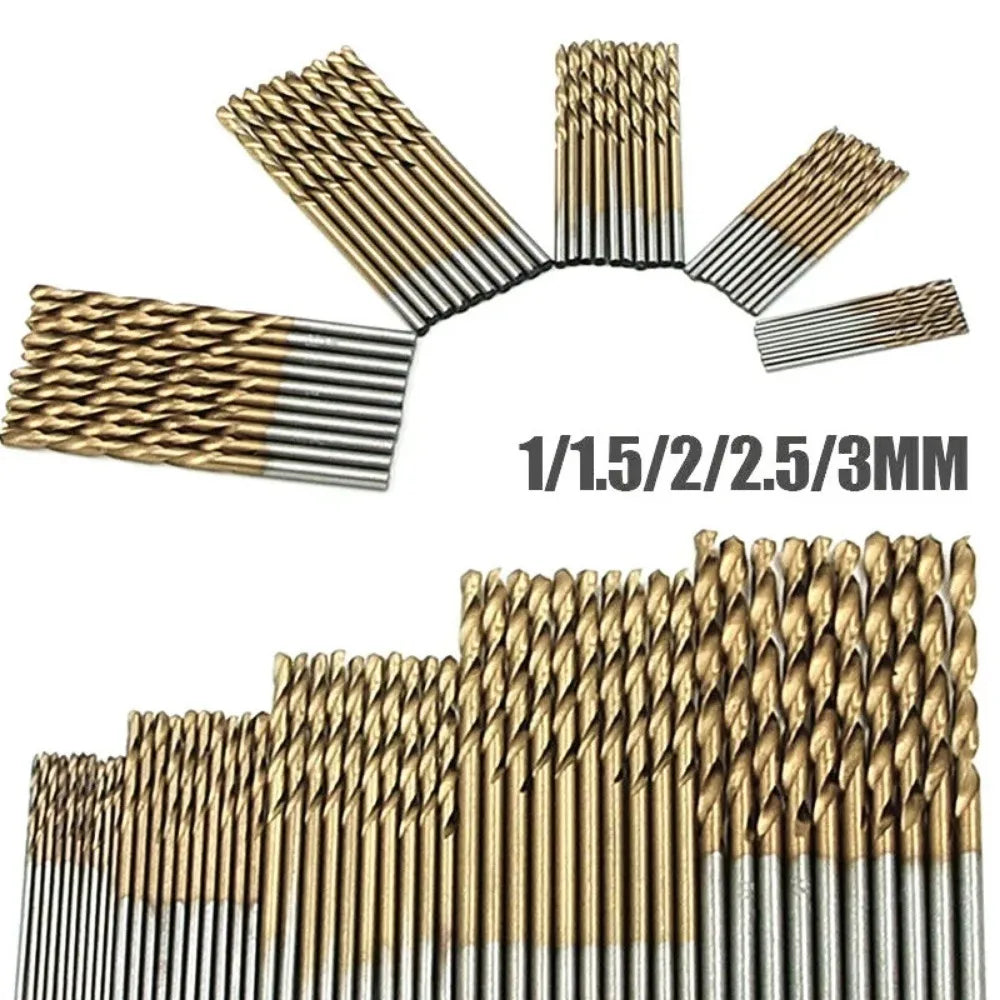 50pcs High Speed Steel Titanium-plated  Drill BitSet