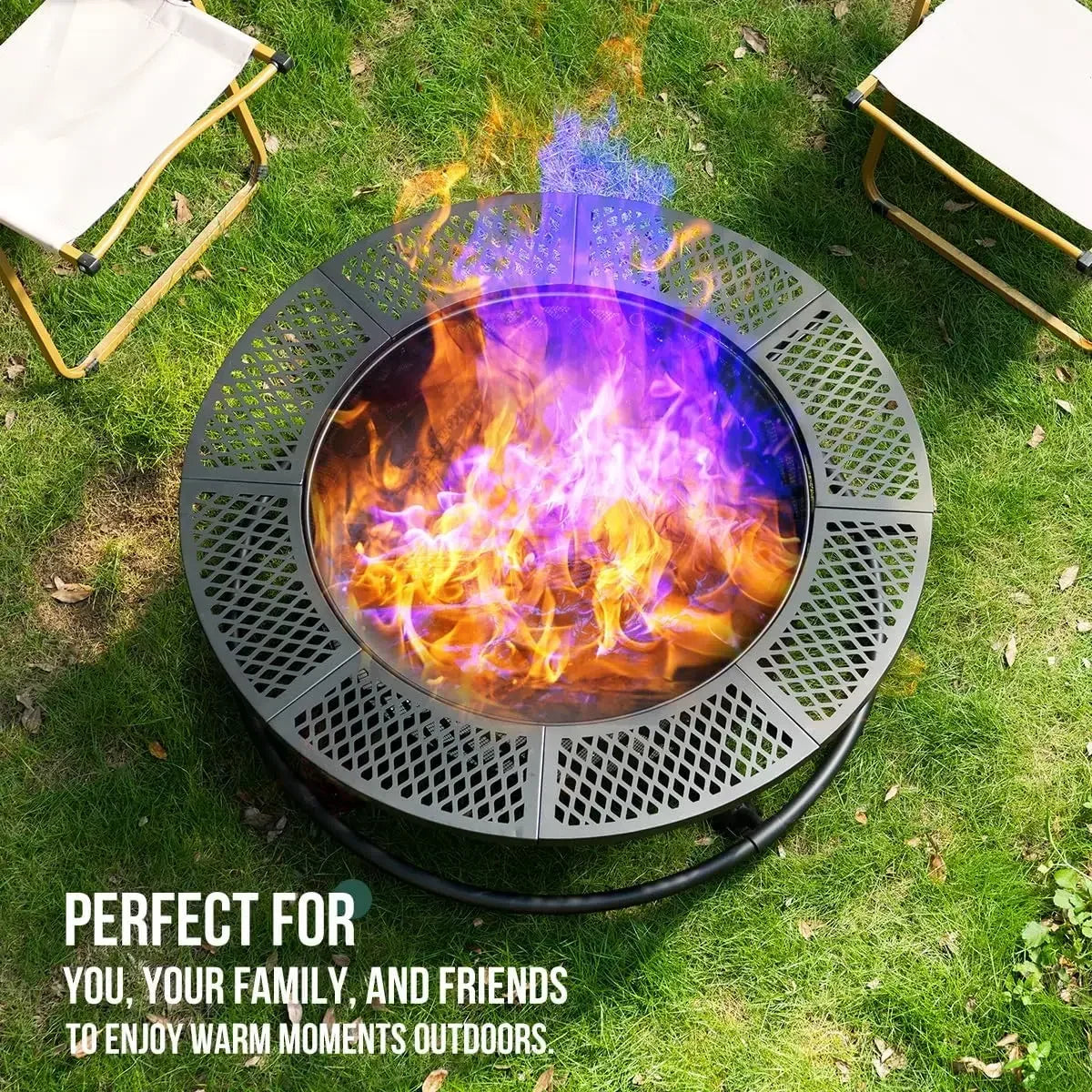 36 Inch Fire Pit with Grill,Wood Burning