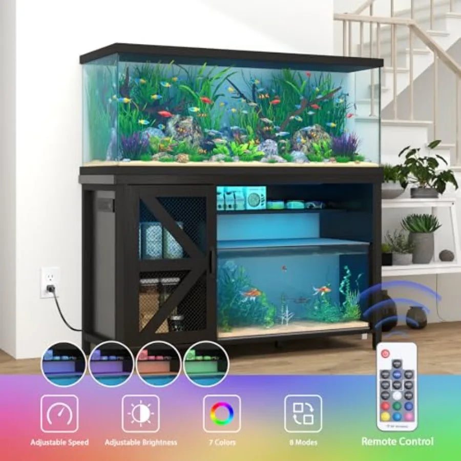 55-75 Gallon Aquarium Stand with Power Outlets and LED Light