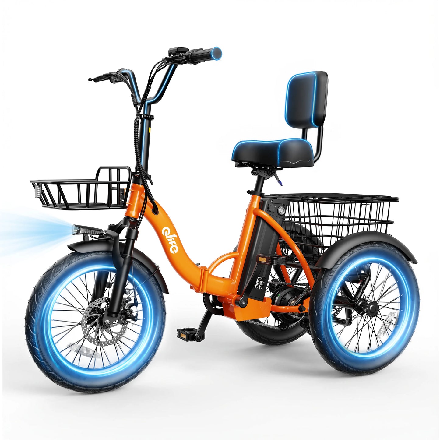 Folding Electric Trike, 1200W  48V 10.4AH Removable Battery