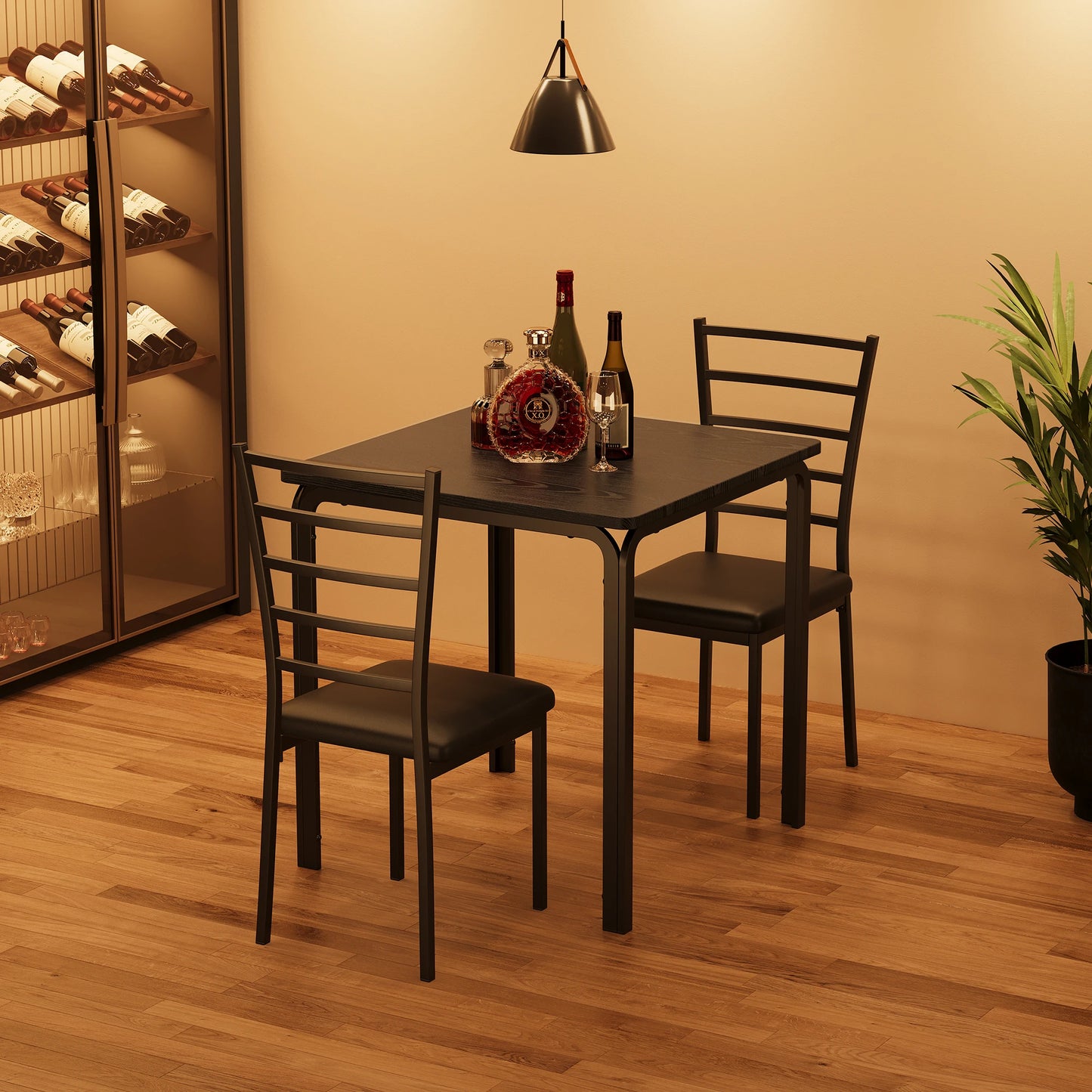 3-Piece Modern Square Dining Table Set for 2