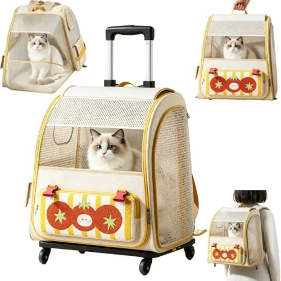 Pet Carrier Trolley Box with Wheels