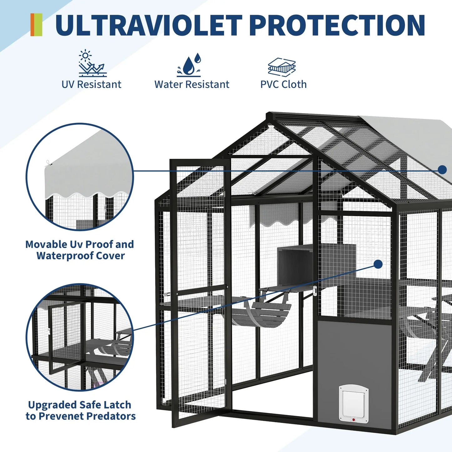 Aluminum Outdoor Catio Enclosure For Multiple Cats