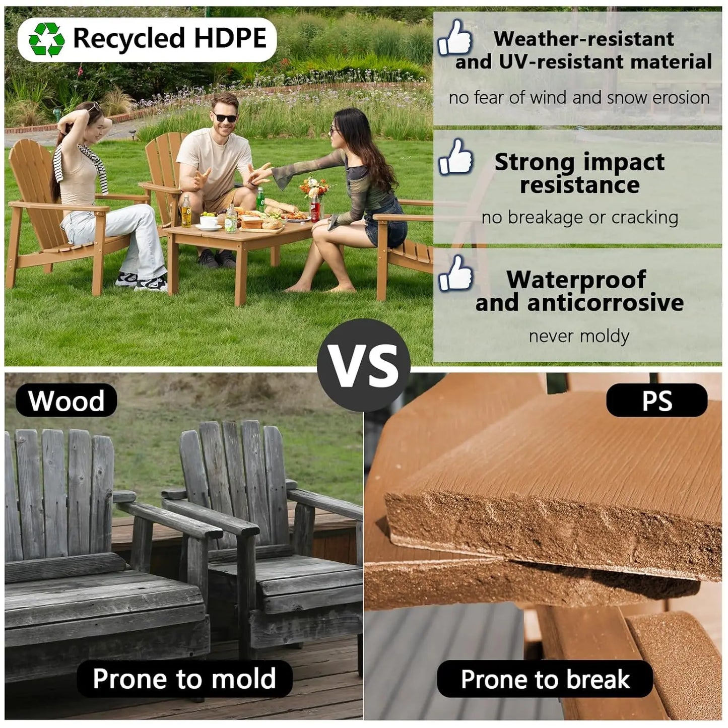 Stackable Adirondack Chairs Set of 4