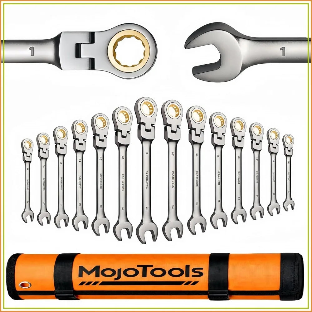 15-Piece SAE Ratcheting Wrench Set 1/4"-1",