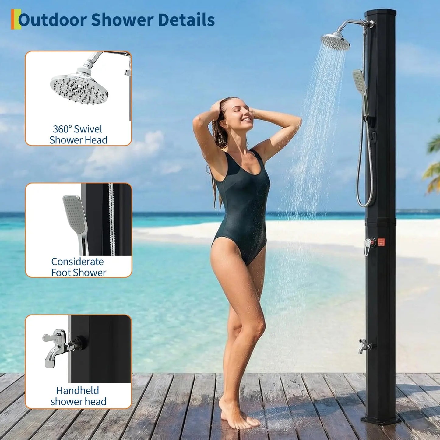 Solar Heated Pool Shower