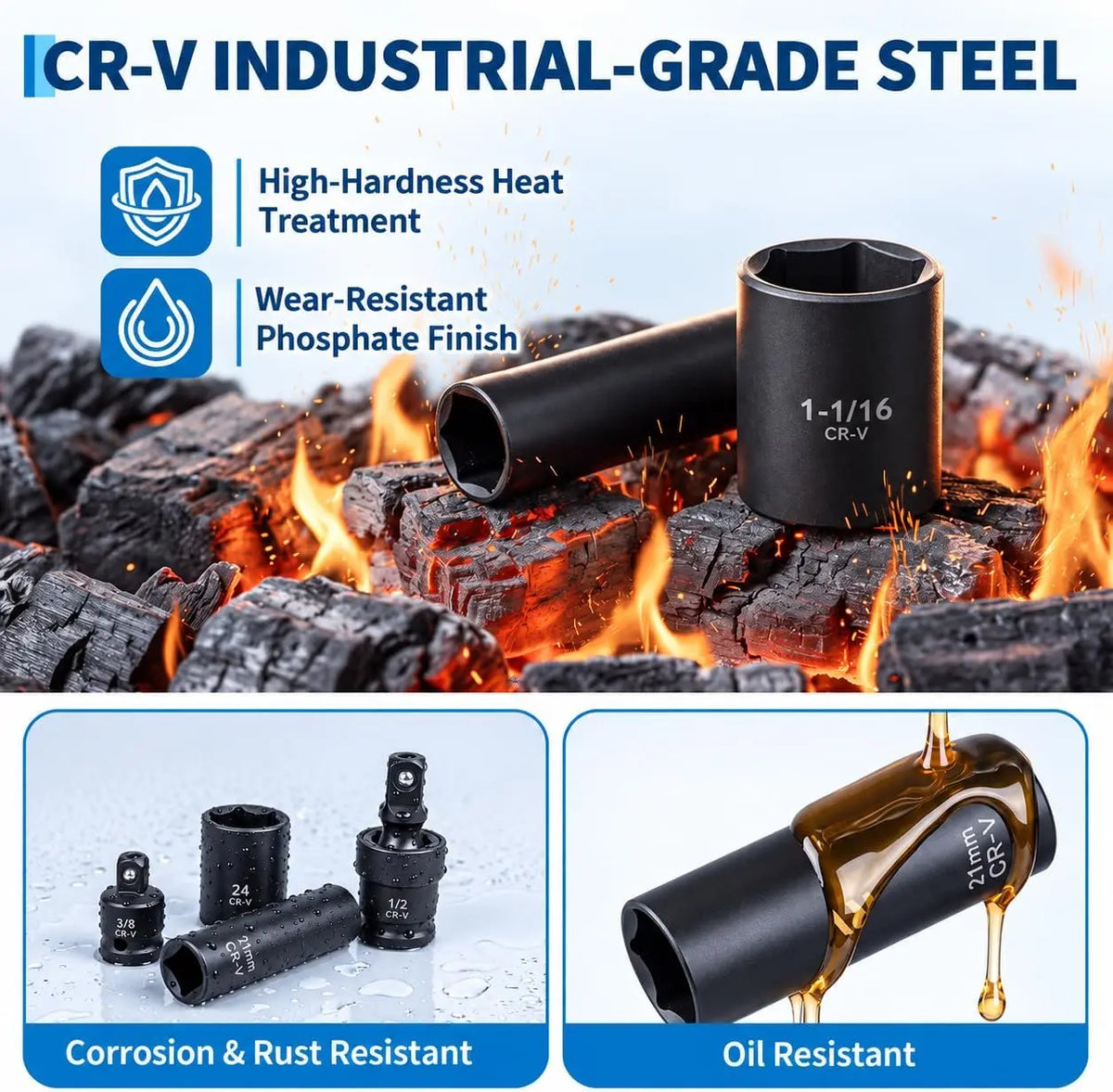 1/2" Drive Impact Socket Set